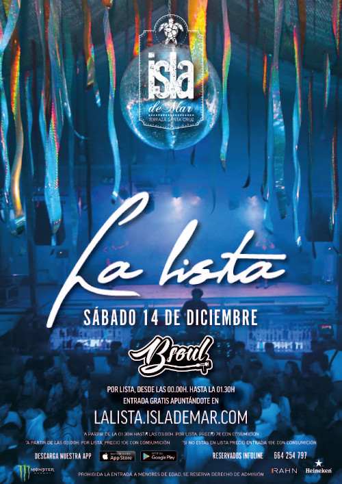 cartel La Lista con BSOUL | 14 DIC 2019 | Terraza Isla de Mar