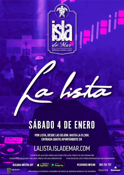 cartel La Lista del Sábado | 4 ENE 2020 | Terraza Isla de Mar