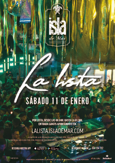 cartel La Lista del Sábado | 11 ENE 2020 | Terraza Isla de Mar